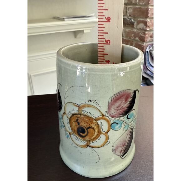 Noe Sure Mexico Hand Painted Tonala Large Mug Stein Vintage Folk Art Floral - Picture 10 of 10